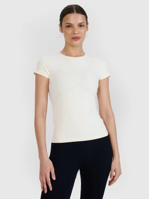 4F Koszulka do jogi i pilatesu szybkoschnąca damska - biała XS/S