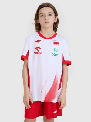 4F Koszulka meczowa replika domowa z możliwością personalizacji dziecięca 4F x Polska Siatkówka - biała 122/128 (6-8 lat)