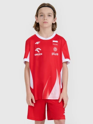 4F Koszulka meczowa replika wyjazdowa z możliwością personalizacji dziecięca 4F x Polska Siatkówka - czerwona 122/128 (6-8 lat)