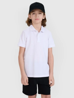 4F Koszulka polo dziecięca - biała 134 (8-9 lat)