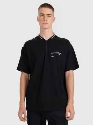 4F Koszulka polo oversize męska - czarna S