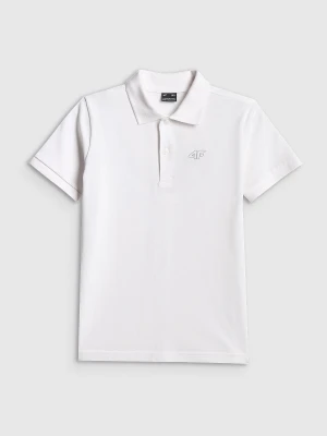 4F Koszulka polo regular chłopięca - biała 146 (10-11 lat)