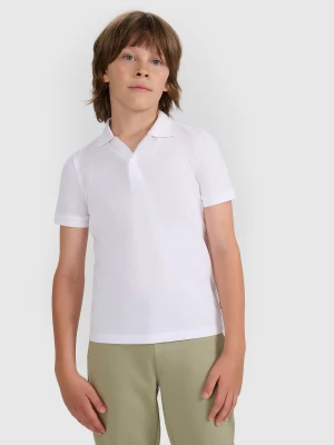 4F Koszulka polo regular chłopięca - biała 152 (11-12 lat)