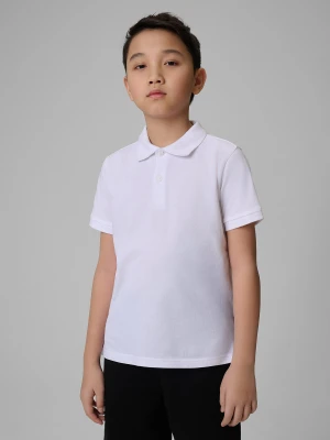 4F Koszulka polo regular chłopięca - biała 134 (8-9 lat)