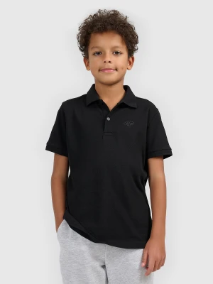 4F Koszulka polo regular chłopięca - czarna 158 (12-13 lat)