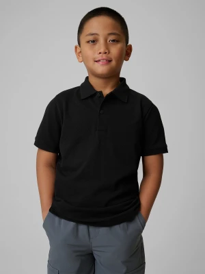 4F Koszulka polo regular chłopięca - czarna 140 (9-10 lat)