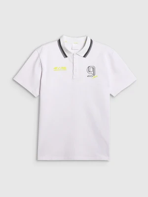 4F Koszulka polo regular męska 4F x Robert Lewandowski - biała XL