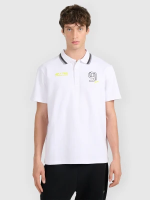 4F Koszulka polo regular męska 4F x Robert Lewandowski - biała L