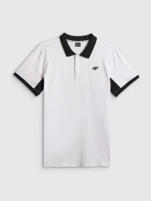 4F Koszulka polo regular męska - biała XL