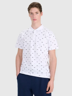 4F Koszulka polo regular męska - biała XXL