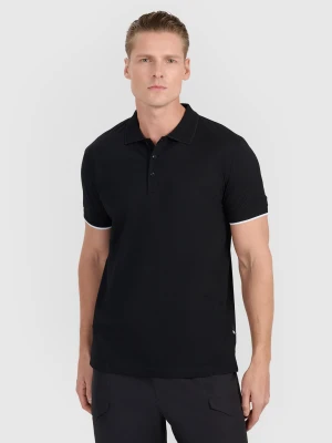 4F Koszulka polo regular męska - czarna XL