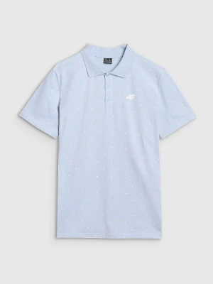 4F Koszulka polo regular z nadrukiem męska - niebieska S