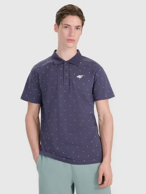 4F Koszulka polo regular z nadrukiem męska - szara S