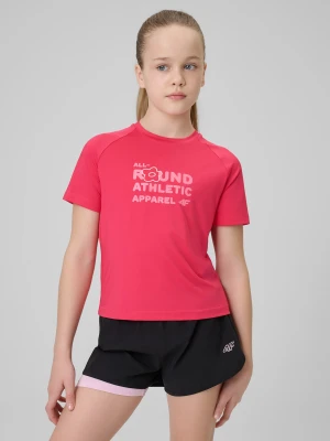 4F Koszulka sportowa szybkoschnąca dziewczęca - różowa 134/140 (8-10 lat)