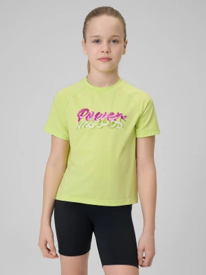 4F Koszulka sportowa szybkoschnąca dziewczęca - zielona 146/152 (10-12 lat)