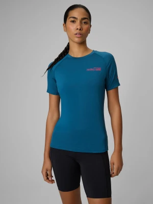 4F Koszulka trekkingowa regular szybkoschnąca damska - turkusowa M