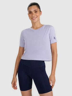 4F Koszulka treningowa crop-top szybkoschnąca damska - niebieska L