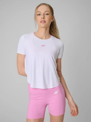 4F Koszulka treningowa regular szybkoschnąca damska - biała XL