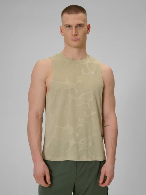 4F Koszulka treningowa regular szybkoschnąca męska - beżowa XXL