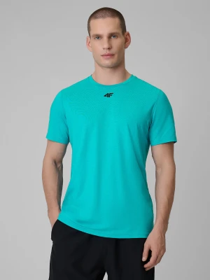 4F Koszulka treningowa regular szybkoschnąca męska - turkusowa XL