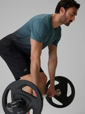 4F Koszulka treningowa regular szybkoschnąca męska - turkusowa S