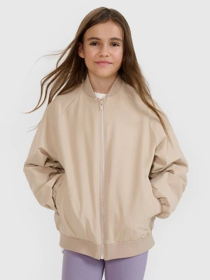 4F Kurtka przejściowa bomberka dziewczęca - beżowa 128 (7-8 lat)