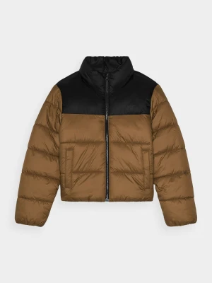 4F Kurtka puchowa z wypełnieniem syntetycznym chłopięca - brązowa 128 (7-8 lat)