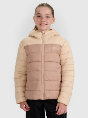 4F Kurtka puchowa z wypełnieniem syntetycznym dziewczęca - beżowa 164 (13-14 lat)