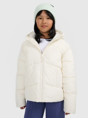 4F Kurtka puchowa z wypełnieniem syntetycznym dziewczęca - biała 134 (8-9 lat)