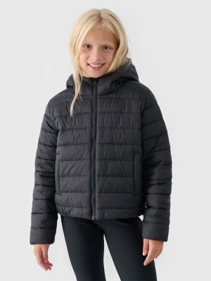 4F Kurtka puchowa z wypełnieniem syntetycznym dziewczęca - czarna 134 (8-9 lat)