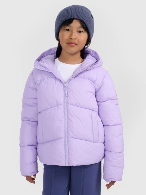 4F Kurtka puchowa z wypełnieniem syntetycznym dziewczęca - fioletowa 158 (12-13 lat)