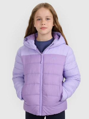 4F Kurtka puchowa z wypełnieniem syntetycznym dziewczęca - fioletowa 158 (12-13 lat)