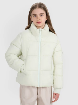4F Kurtka puchowa z wypełnieniem syntetycznym dziewczęca - miętowa 128 (7-8 lat)