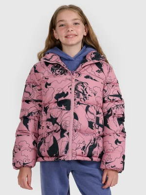 4F Kurtka puchowa z wypełnieniem syntetycznym dziewczęca - różowa 122 (6-7 lat)