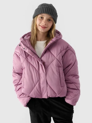 4F Kurtka puchowa z wypełnieniem syntetycznym dziewczęca - różowa 140 (9-10 lat)