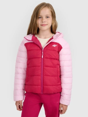 4F Kurtka puchowa z wypełnieniem syntetycznym dziewczęca - różowa 146 (10-11 lat)