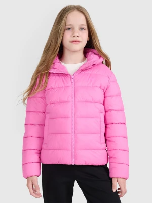 4F Kurtka puchowa z wypełnieniem syntetycznym dziewczęca - różowa 122 (6-7 lat)