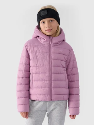 4F Kurtka puchowa z wypełnieniem syntetycznym dziewczęca - różowa 158 (12-13 lat)