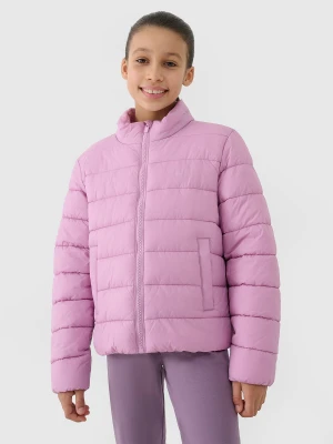 4F Kurtka puchowa z wypełnieniem syntetycznym dziewczęca - różowa 146 (10-11 lat)