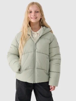 4F Kurtka puchowa z wypełnieniem syntetycznym dziewczęca - zielona 122 (6-7 lat)