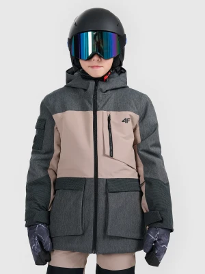 4F Kurtka snowboardowa membrana 10000 dziecięca - brązowa 122 (6-7 lat)
