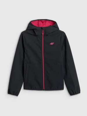 4F Kurtka softshell wiatroodporna membrana 5000 dziewczęca - czarna 134 (8-9 lat)