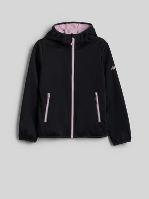 4F Kurtka softshell wiatroodporna membrana 5000 dziewczęca - czarna 128 (7-8 lat)