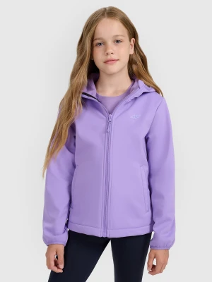 4F Kurtka softshell wiatroodporna membrana 5000 dziewczęca - fioletowa 122 (6-7 lat)