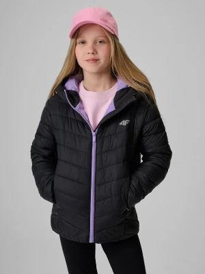 4F Kurtka z wypełnieniem syntetycznym dziewczęca - czarna 122 (6-7 lat)