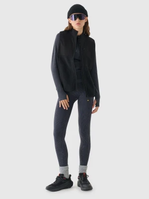 4F Legginsy bezszwowe w prążki damskie - czarne XS/S