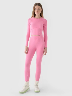 4F Legginsy dzianinowe damskie - różowe M