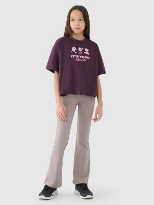 4F Legginsy dzianinowe dziewczęce - beżowe 128 (7-8 lat)