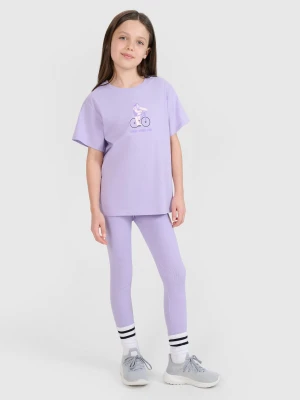4F Legginsy dzianinowe dziewczęce - fioletowe 164 (13-14 lat)