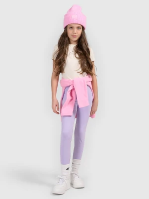 4F Legginsy dzianinowe dziewczęce - fioletowe 164 (13-14 lat)